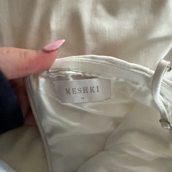 MESHSKI White Dress with Pearl Straps and Bra - Picture 3 of 3
